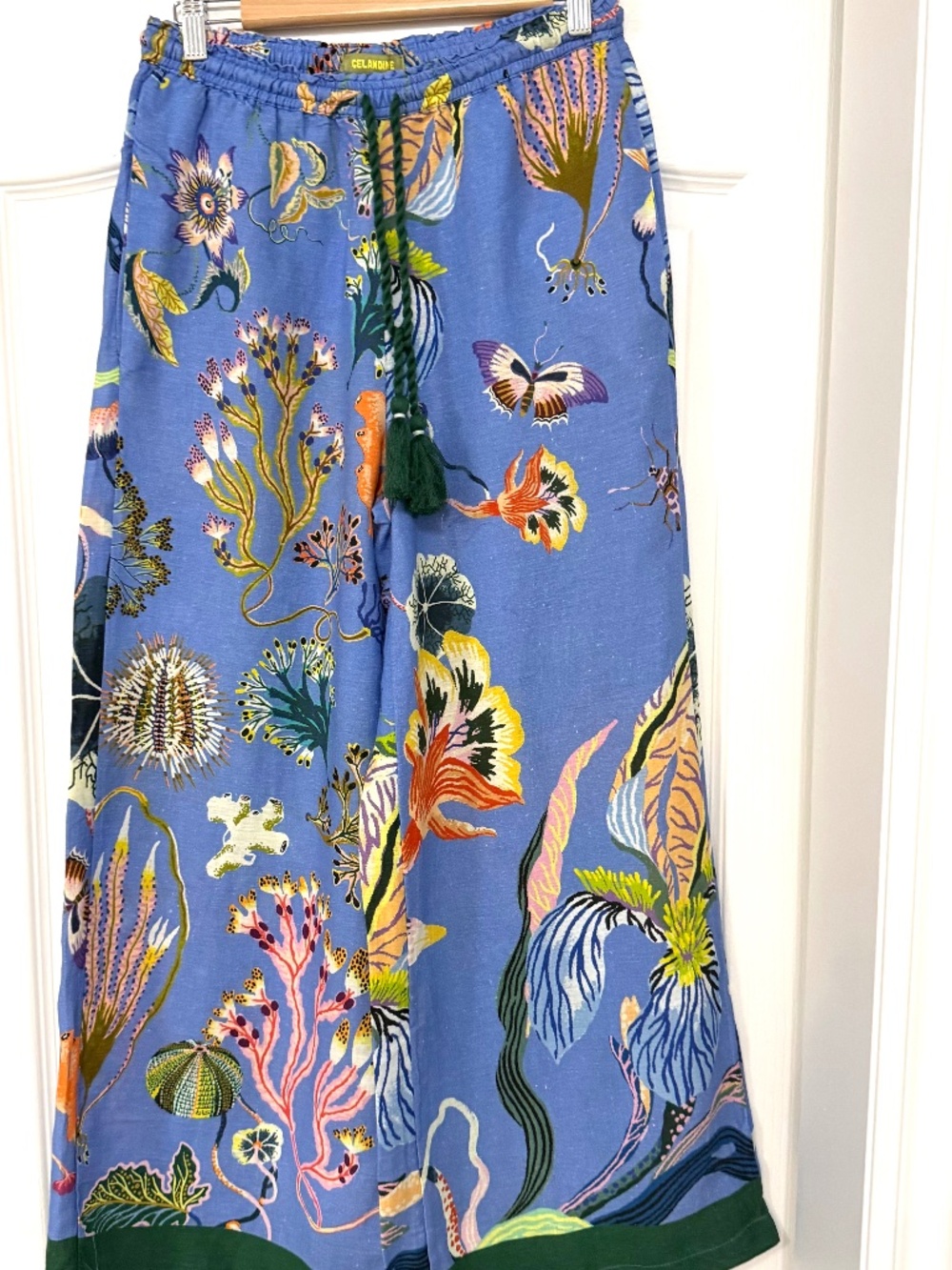 NWT Anthropologie Celandine x Sarah Gordon Linen Blend Wide-Leg Pants Blue XS - Picture 2 of 12
